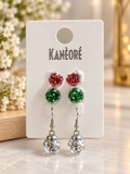 ⭐⭐⭐ Lot de 3 paires de boucles d’oreilles fantaisie pailletées