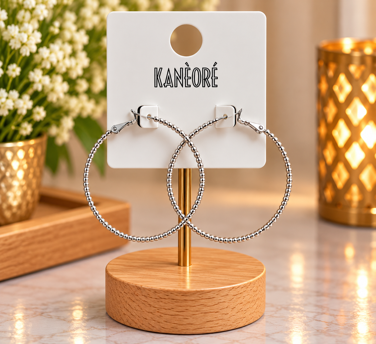 ⭐⭐⭐ Boucles d’oreilles créoles argentées texturées