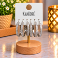 ⭐⭐⭐ Lot de 3 paires de boucles d’oreilles créoles argentées brillantes