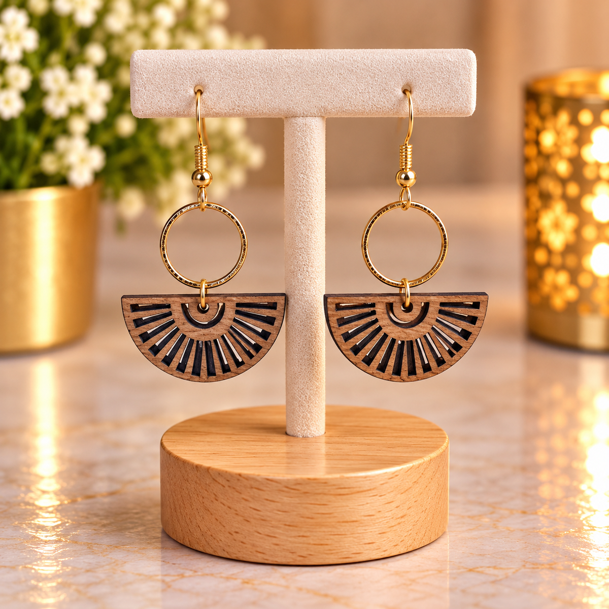 ⭐⭐⭐ Boucles d’oreilles pendantes en bois style bohème