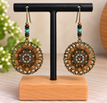Boucles d’oreilles ethniques bronze et turquoise – Style bohème