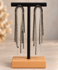 ✨ Kanèoré – Boucles d’oreilles pendantes strass noirs et argentés