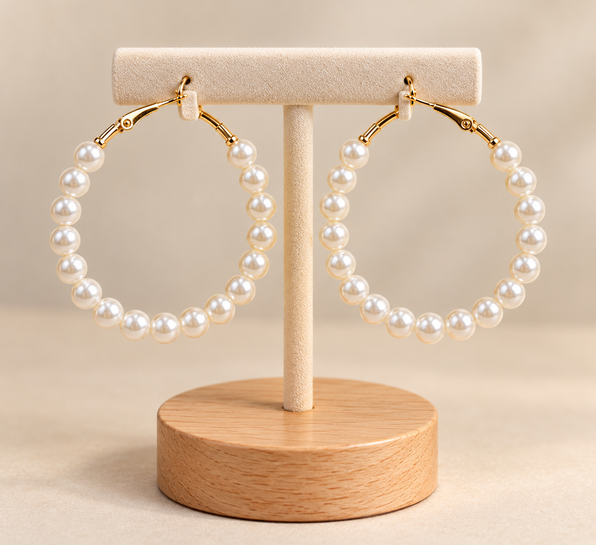 ⭐⭐⭐ Lot de créoles dorées avec perles blanches