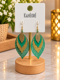 ⭐⭐⭐ Boucles d’oreilles pendantes feuilles vertes et dorées