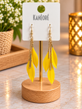 ⭐⭐⭐ Boucles d’oreilles pendantes jaunes et dorées à pampilles