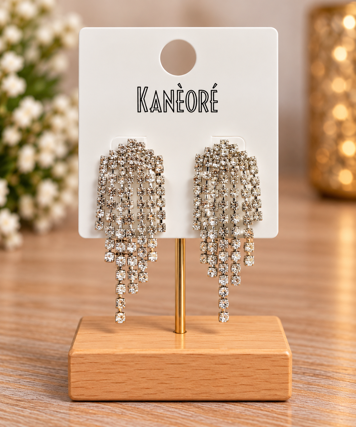 ✨ Kaneore – Boucles d’oreilles pendantes strass scintillants