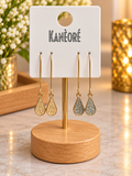 ⭐⭐⭐ Boucles d’oreilles pendantes goutte pailletée dorée et argentée