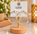 ⭐⭐⭐ Boucles d’oreilles créoles dorées et perles blanches