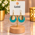 ⭐⭐⭐ Boucles d’oreilles créoles dorées et turquoise