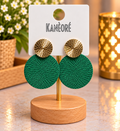 ✨ Boucles d’oreilles rondes vert émeraude et doré – Style chic et original