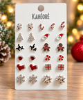 ✨ Kaneore – Lot de 12 paires de boucles d’oreilles fantaisie de Noël