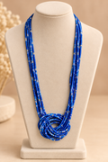 Collier multirangs bleu à perles – Kanèoré
