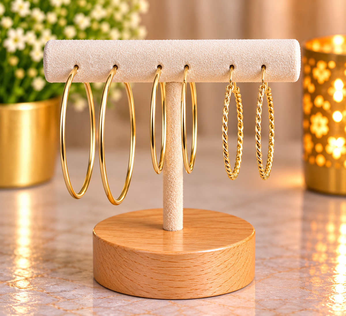 ⭐️⭐️⭐️Lot de 3 paires de créoles dorées – Différentes tailles et styles