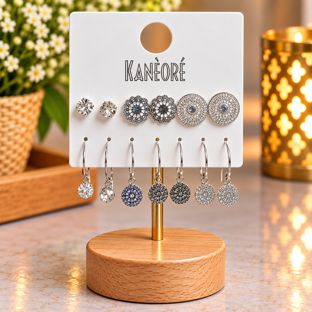 ✨ Lot de boucles d’oreilles argentées avec strass – Plusieurs modèles ✨